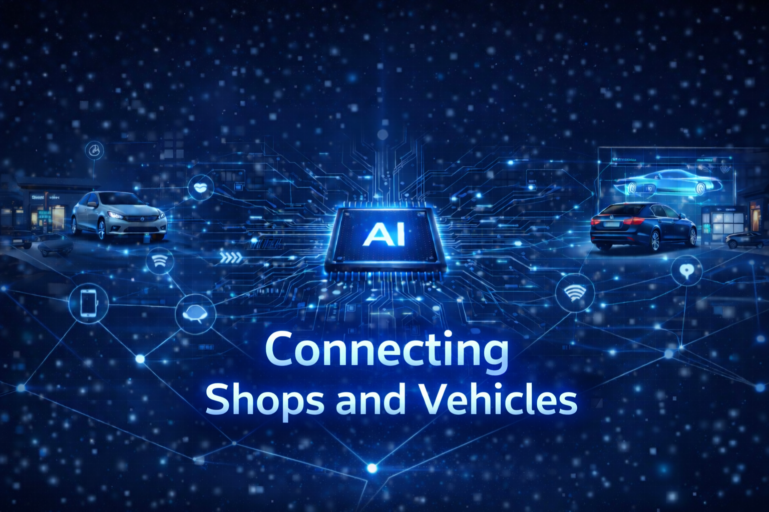 AI data network connecting shops and vehicles